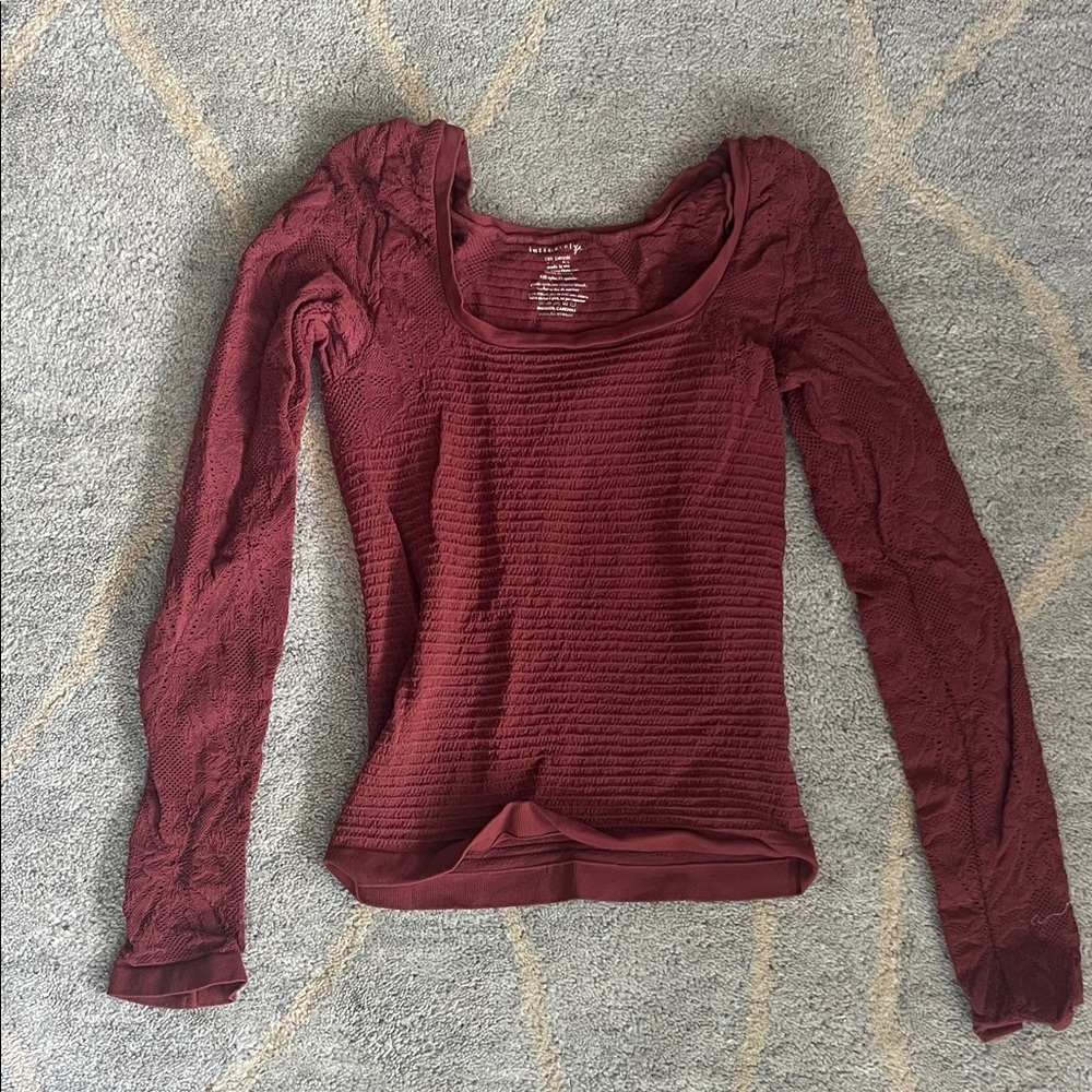 Free People Women's Burgundy Long Sleeve Top